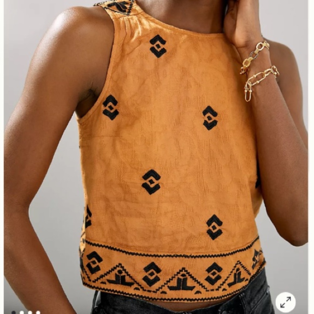 Anthropologie NWT Embroidered Mitra Cropped Tank